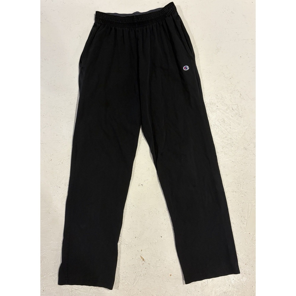 Champion Men's Medium M Black Pants Joggers Lounge Sweatpants Elastic Waist